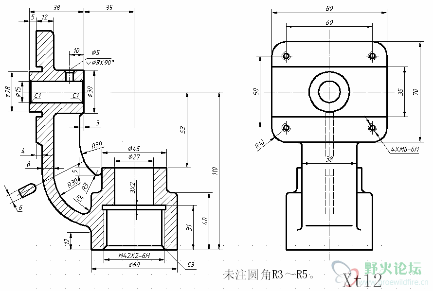 这个工程图上面的孔怎么画不出来