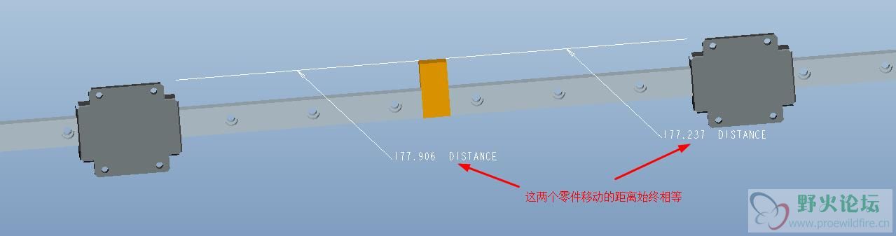 两零件移动距离始终相等