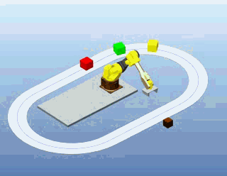 环形自动化分拣流水线.gif