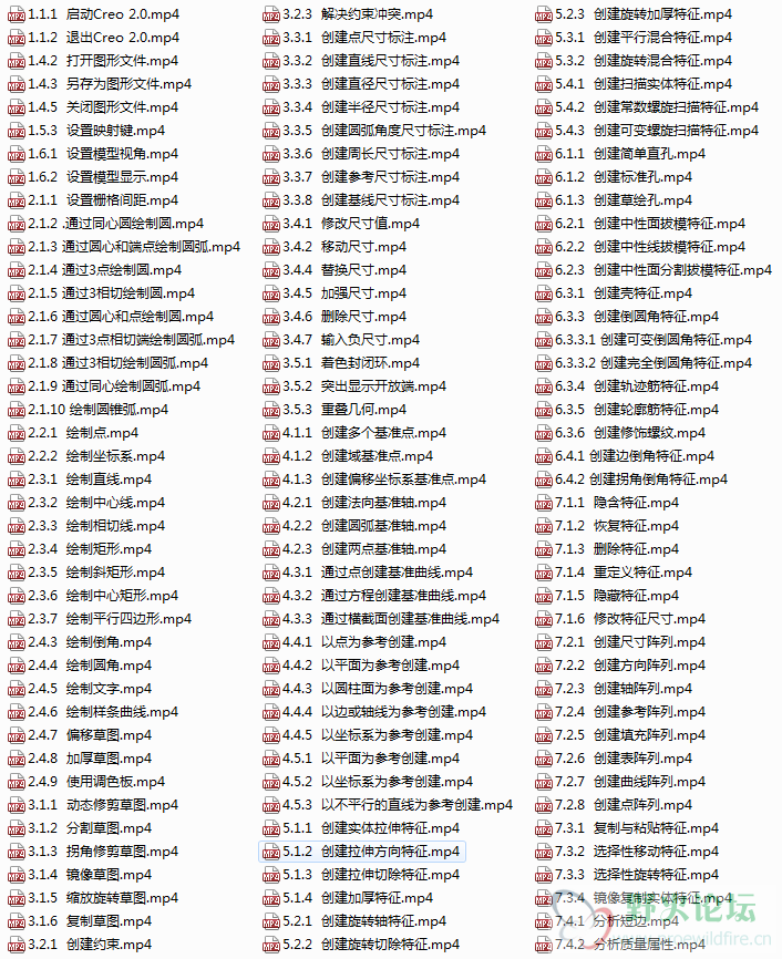 《Creo入门到精通视频教程》目录 - 1.png
