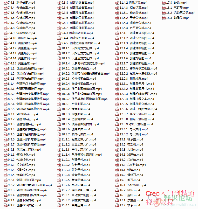 《Creo入门到精通视频教程》目录 - 2.png