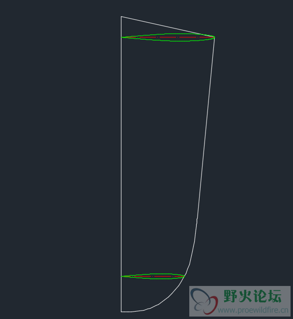 绿色线表示该处的截面，最后是点