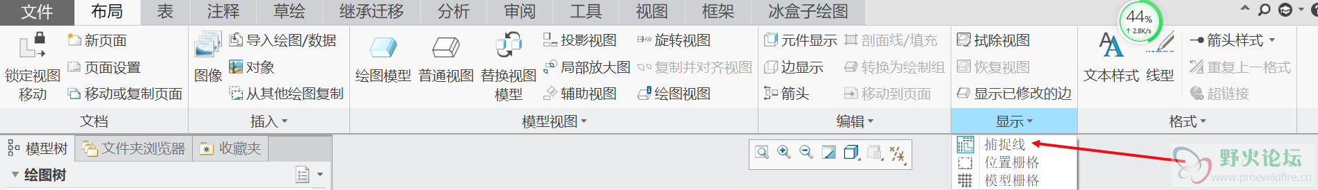 显示捕捉线