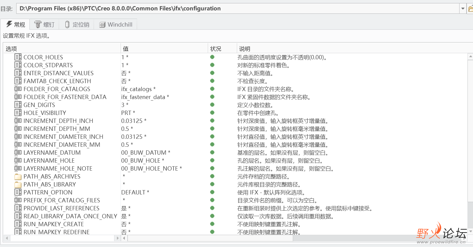 IFX的配置选项