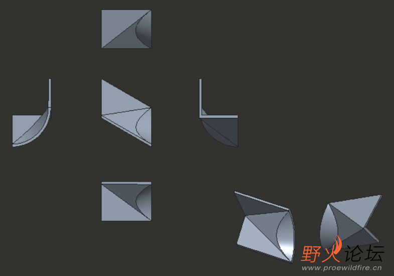 画了一下，三视图是这样的