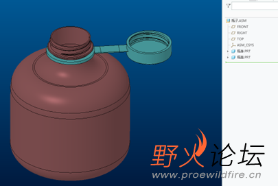 方法;1.创建组件，默认装配，瓶盖展开状态