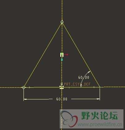 先绘制边长60的正三角形